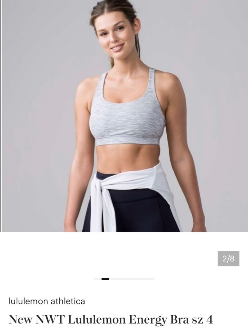 Lululemon Energy Bra In Heathered Slate Gray Size 8 + Matching Capris Size 8 - Picture 8 of 9